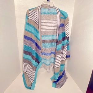 Dearcase Striped open cardigan Large 3/4 sleeve